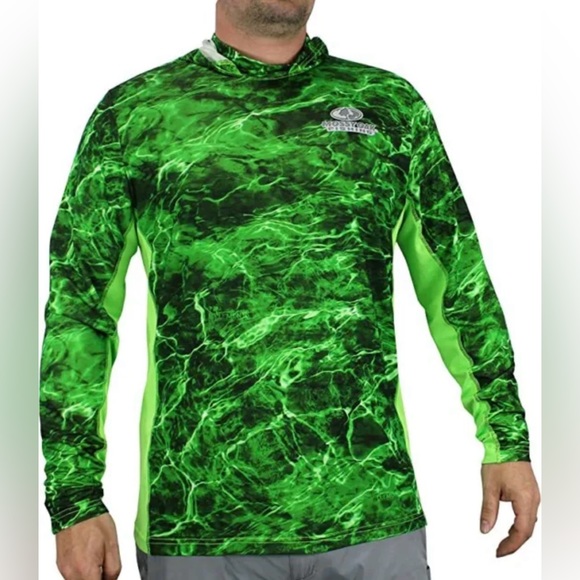 Mossy Oak Elements Performance Fishing Sun Hoodie (Morey Green) Mens S - Picture 3 of 7